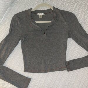 Gray Long Sleeve crop Top
